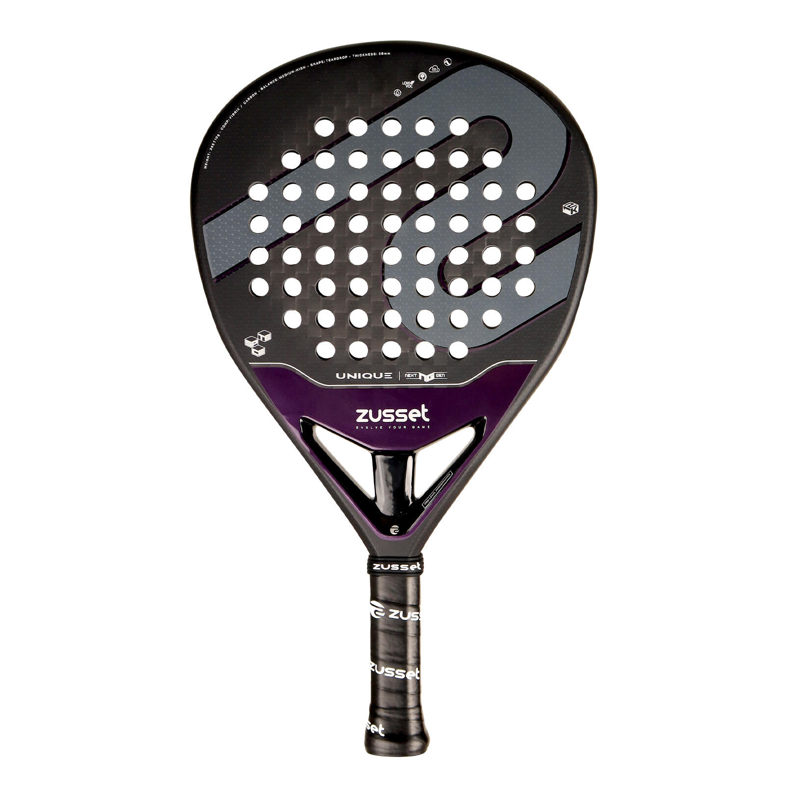 Raquete de padel UNIQUE 12K carbono, formato gota – equilíbrio médio-alto 2/7