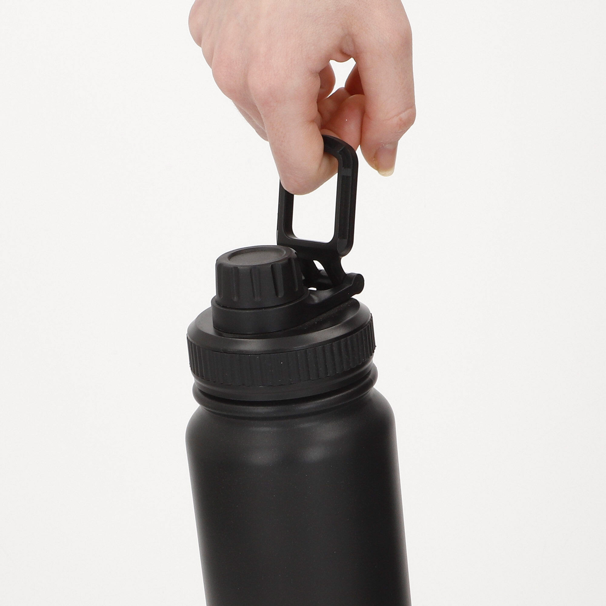 Aktive Garrafa térmica preta de aço inoxidável de 800 ml com tampa de rosca 4/7