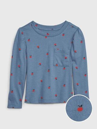 T-shirt bébé fille Gap manches longues, bleu à motif