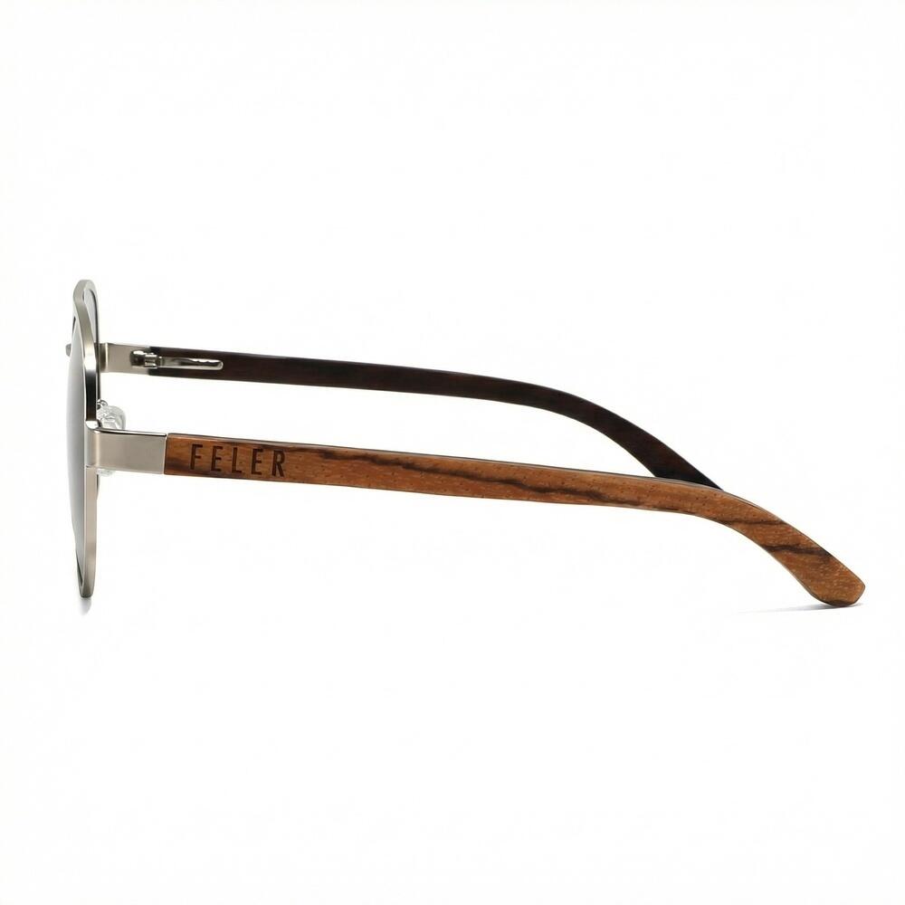 Lunettes de soleil en bois Feler 2803-1 unisexe, taille 55 mm 3/6