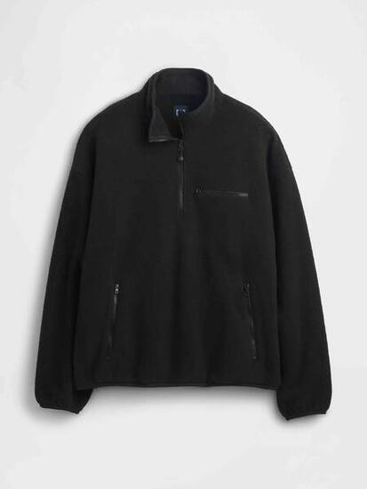 Sweat oversize sherpa Gap homme col zippé noir