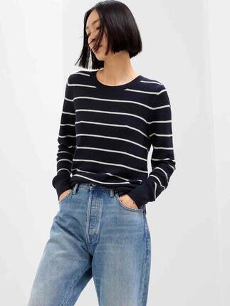 Pull en maille rayé femme Gap bleu foncé