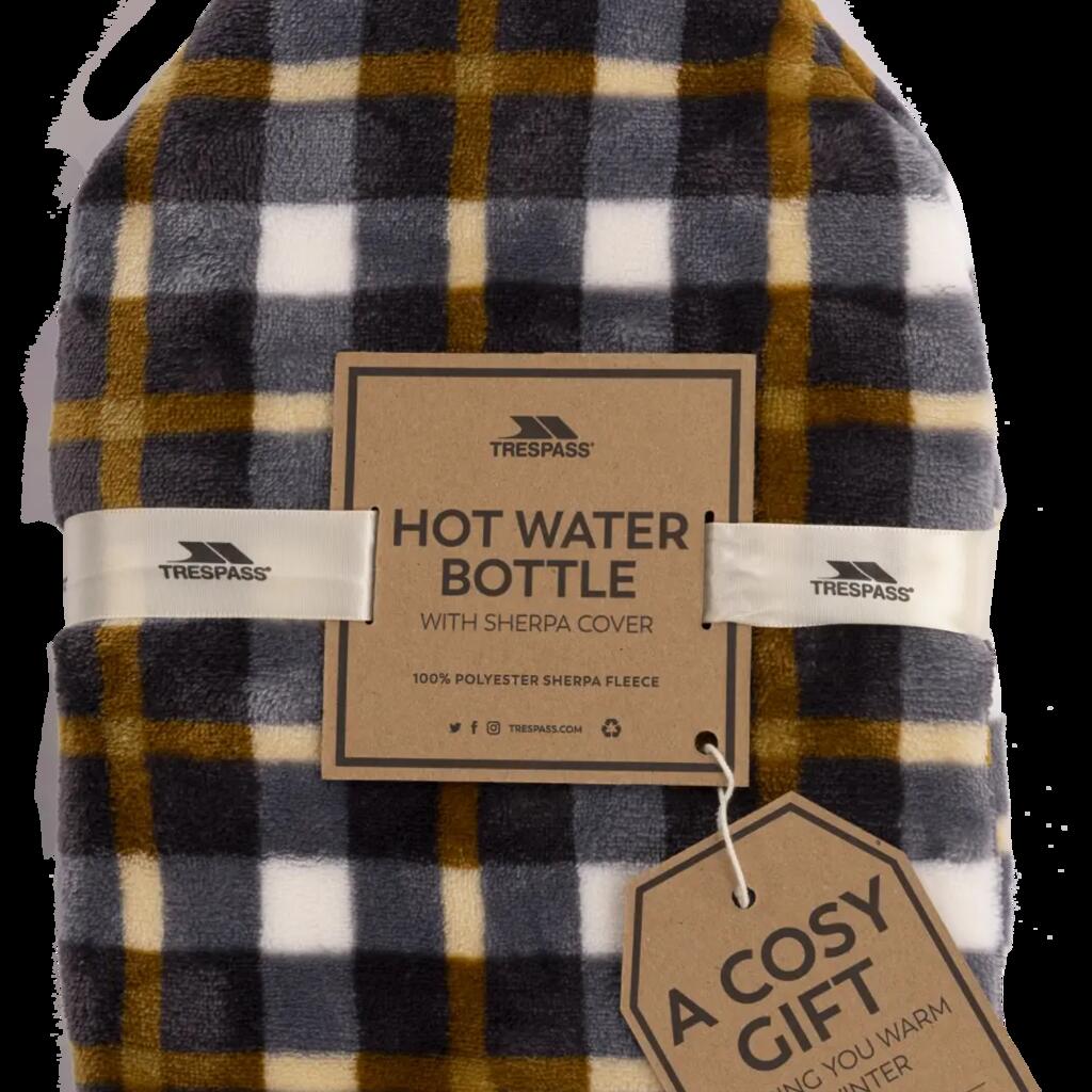 Trespass Hugme PVC Hot Water Bottle with Sherpa Fleece Cover 2L Honeybee Check