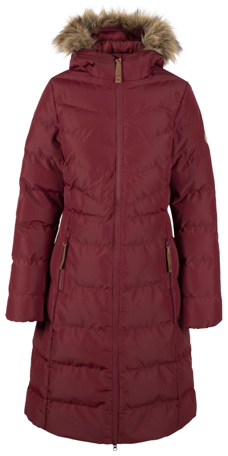 Veste femme matelassée longue avec bord en fausse fourrure et zip bidirectionnel 1/1