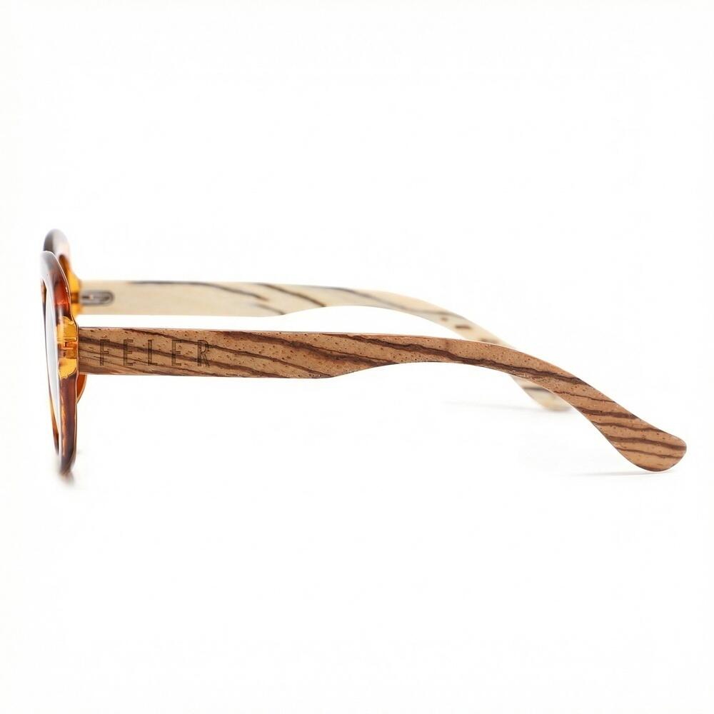 Lunettes de soleil en bois Feler 2555-2 unisexe, taille 56 mm 3/4