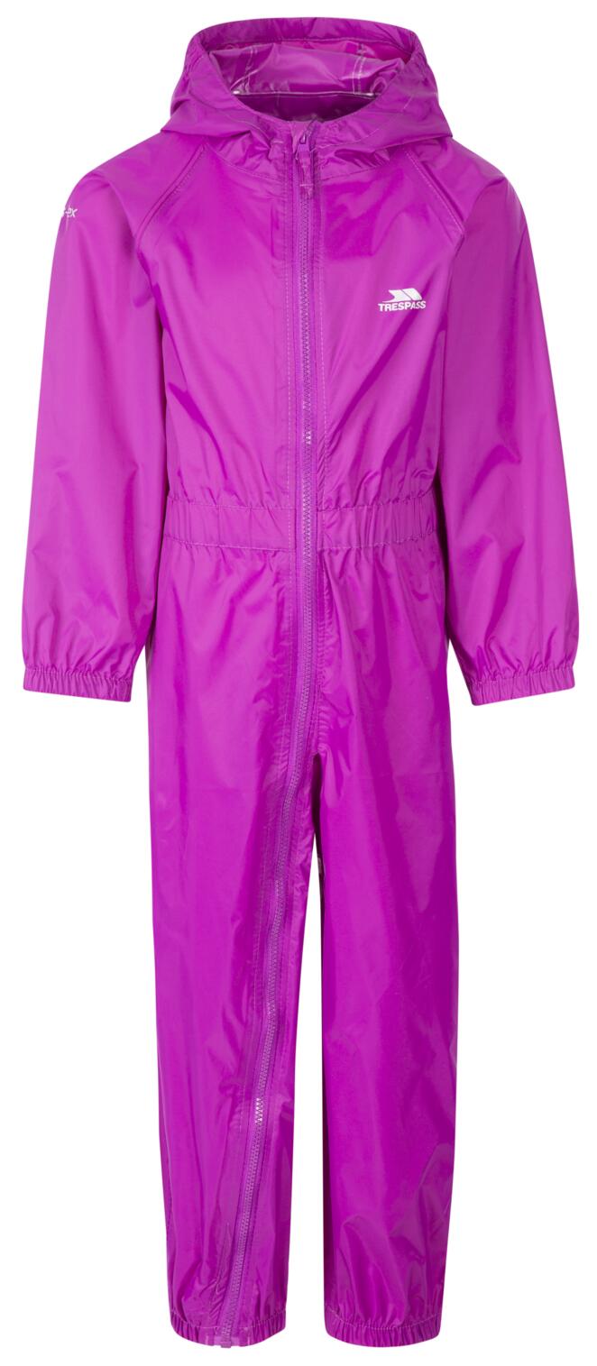 Trespass Button - Costum de ploaie unisex copii, orhidee violet