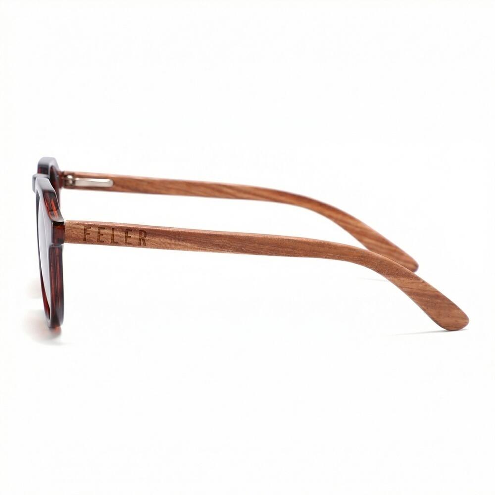 Lunettes de soleil en bois Feler 2526-2 unisexe, taille 56 mm 3/6