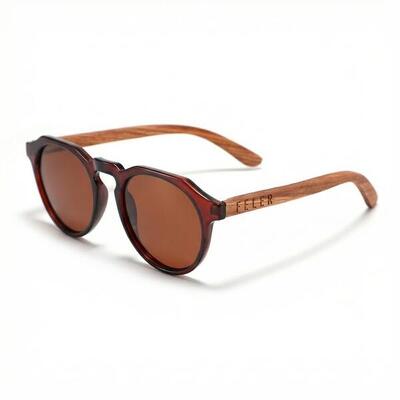 Zonnebril feler 1526m-5 gepolariseerd van hout unisex 43 mm