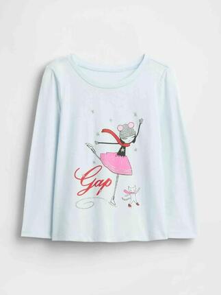 T-shirt bébé fille Gap manches longues bleu