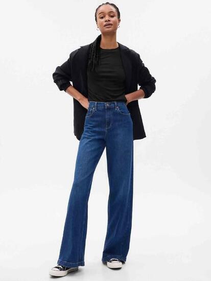 T-shirt femme Gap manches longues col rond noir