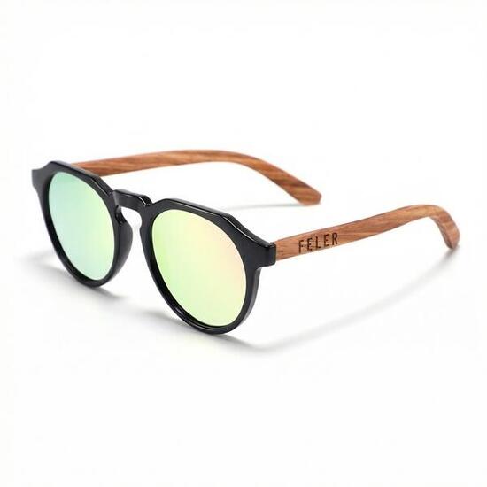 Lunettes de soleil en bois Feler 1526M-10 unisexe, taille 50 mm