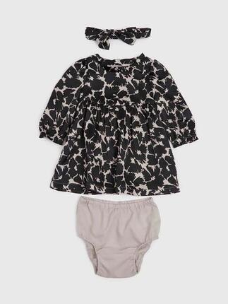 Robe à motif Gap pour bébé fille avec bandeau et culotte, noir 0-3 mois