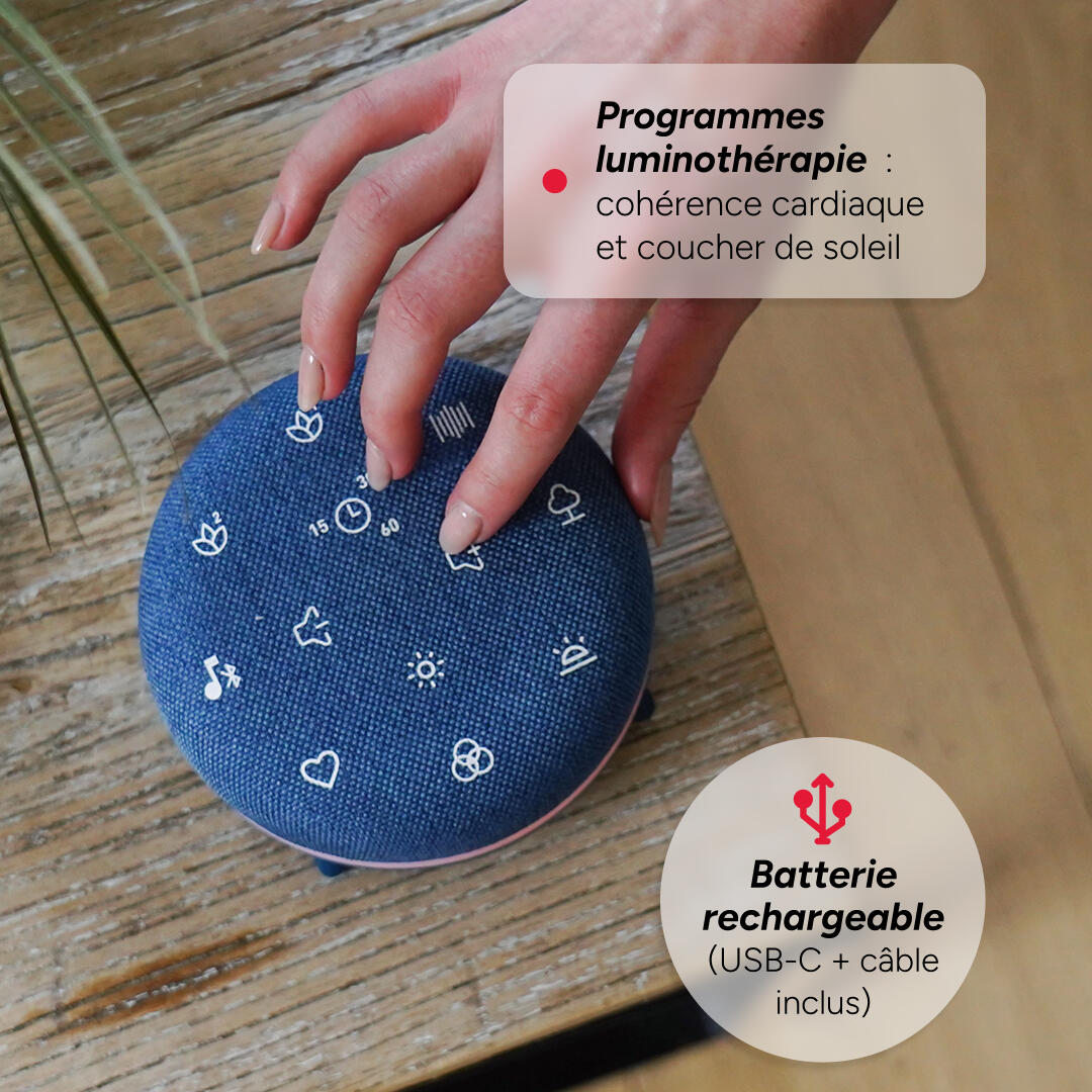 Aide à la relaxation, à la méditation et à l'endormissement. Bluetooth et USB-C. 4/7