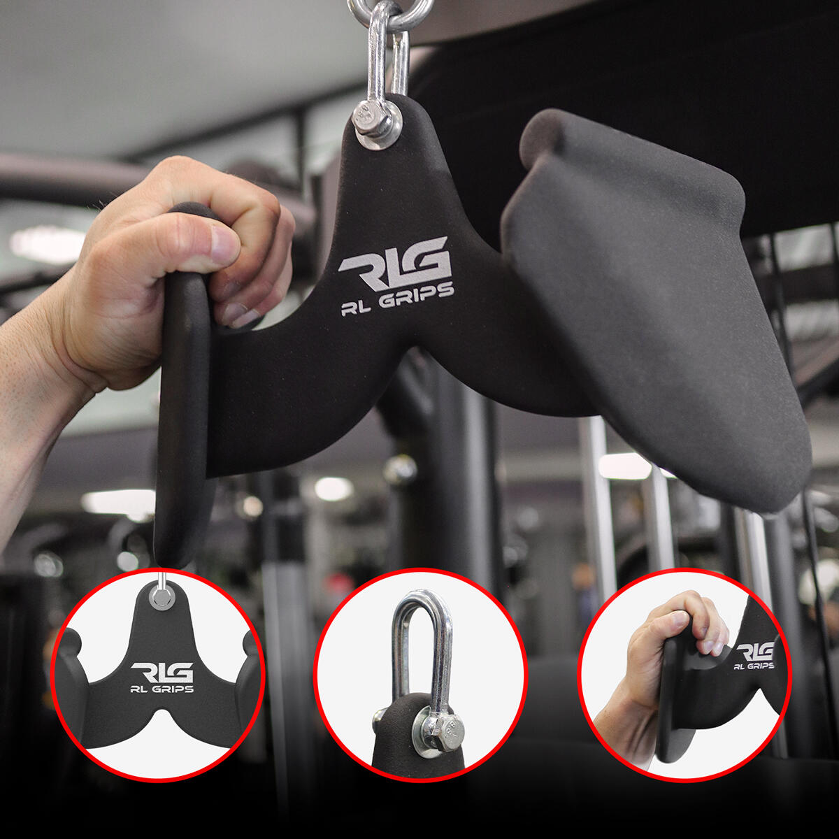 Pega neutra fechada para polias de ginásio RL Grips para barra fixa e remo 6/6