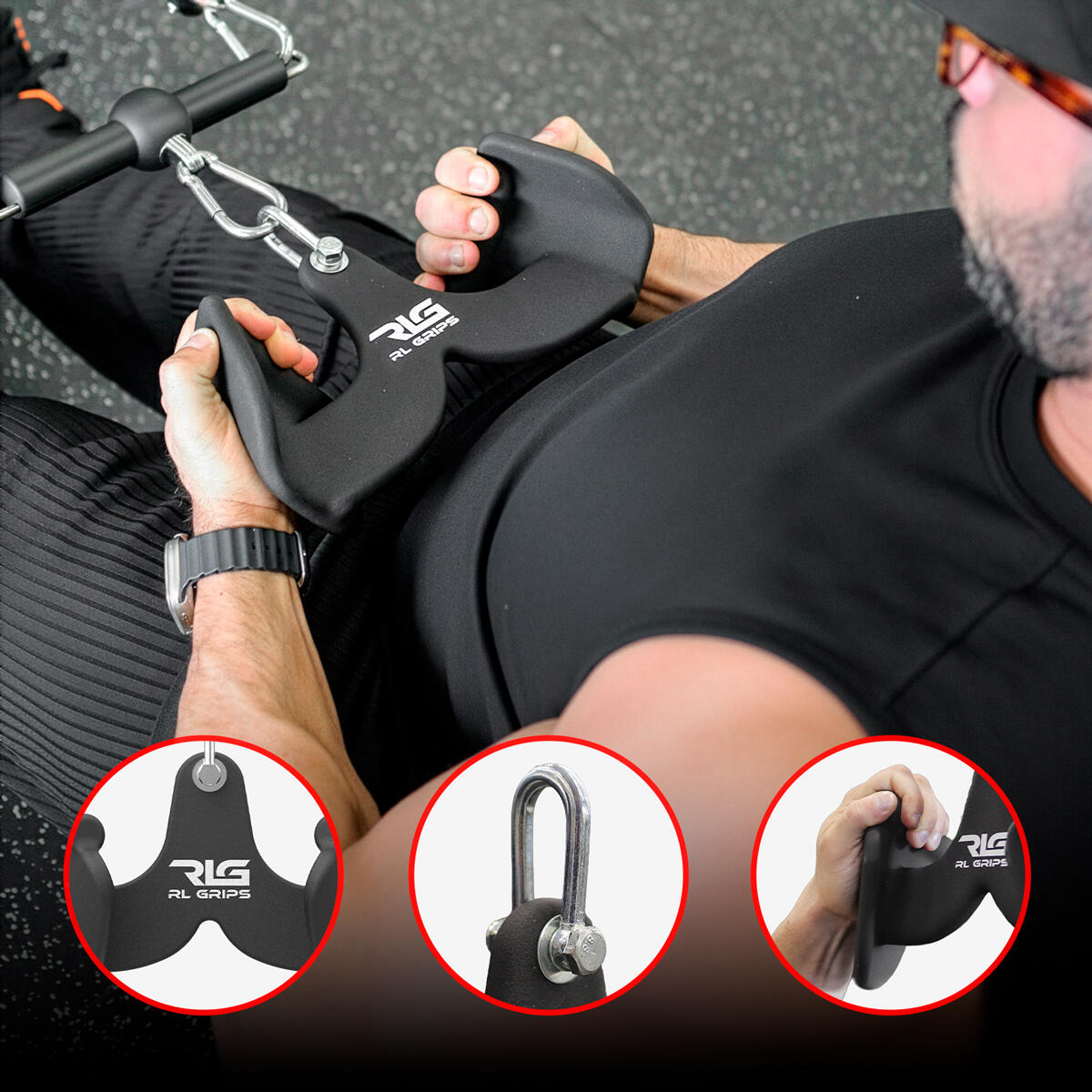 Pega fechada supina para polias de ginásio RL Grips para barra fixa e remo 6/6