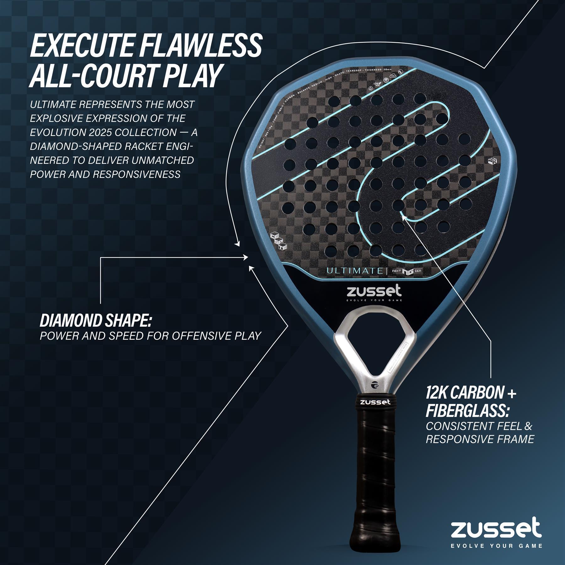 Raquete de padel ULTIMATE 12K Carbon, formato de diamante - controlo máximo 6/7