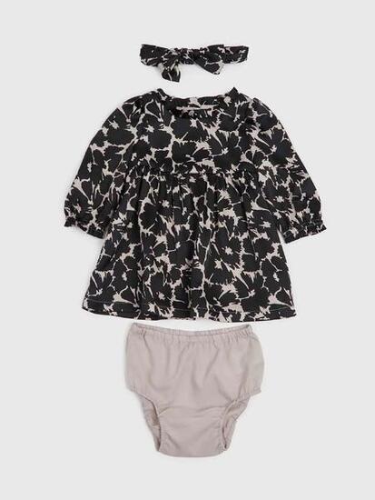 Robe à motif Gap pour bébé fille avec bandeau et culotte, noir 0-3 mois