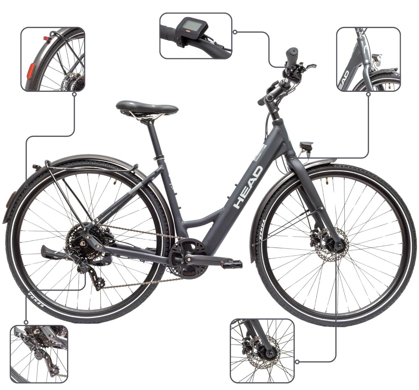 Rower Elektryczny Trekkingowy HEAD eUrban Trinity Koła 28" 3/4