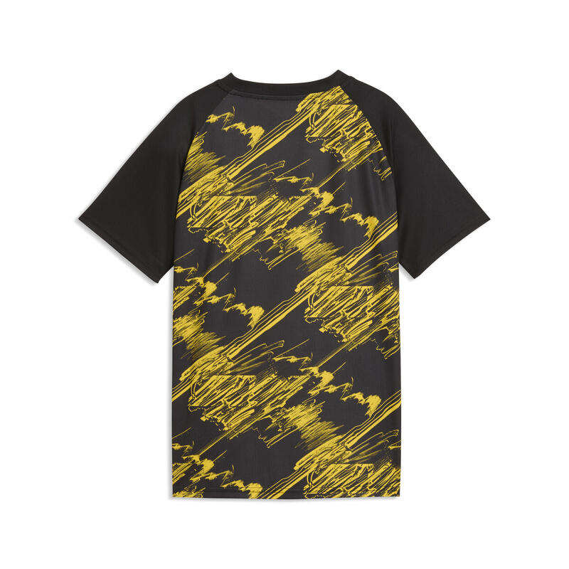 Tricou copii emblemă club model Aufwärmtrikot, negru și galben PUMA