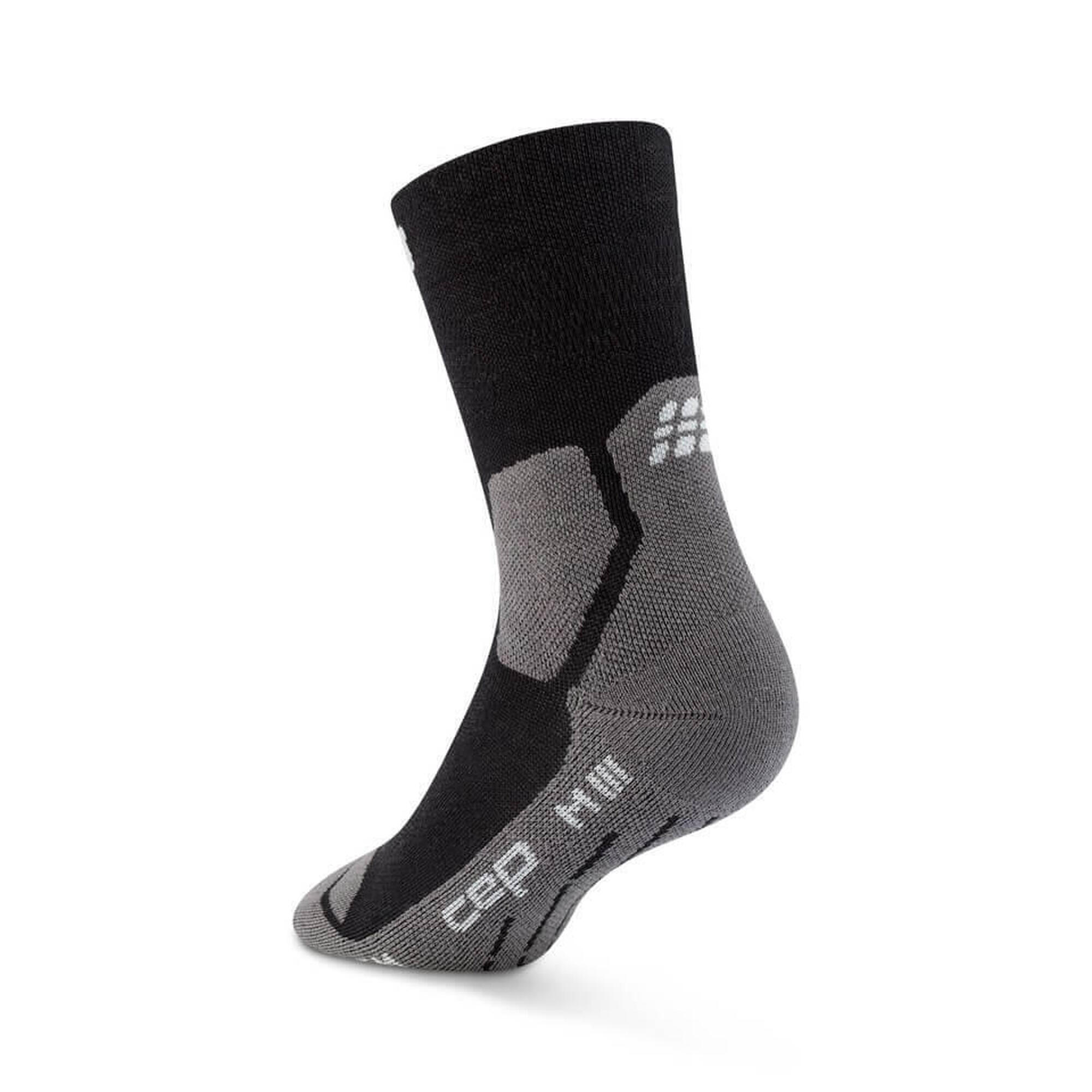 Sosete de drumeție CEP Light Merino Mid-Cut - Negru/Gri - Femei