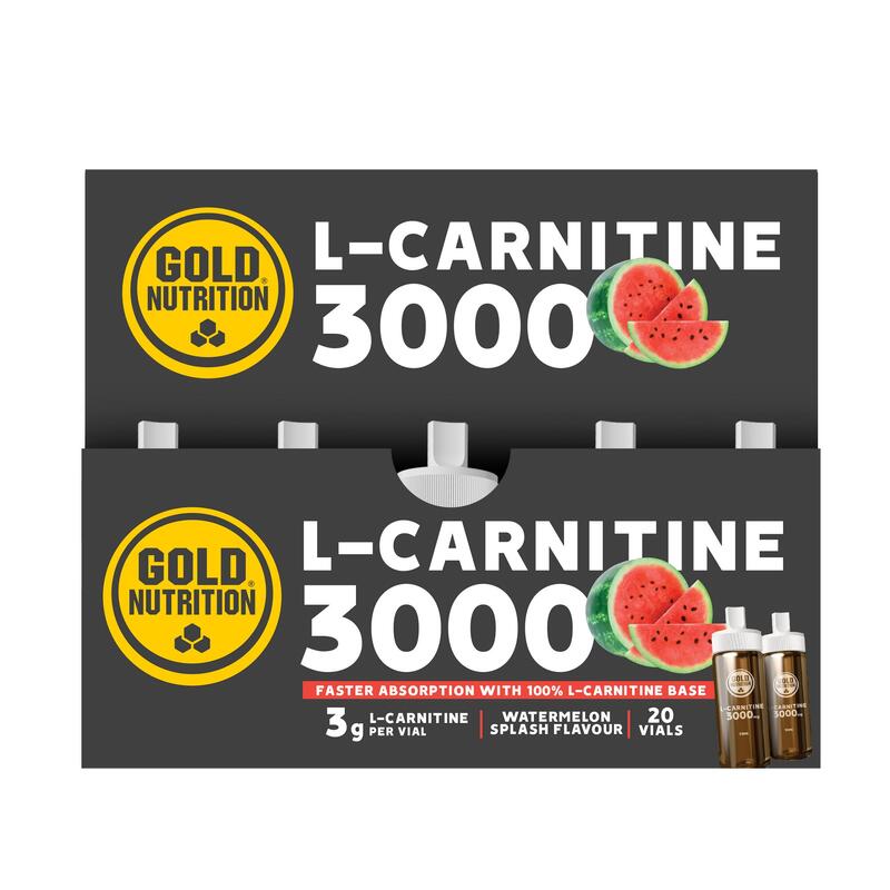 L Carnitina lichida fiole, GoldNutrition, pepene rosu 3000, 20 shot-uri