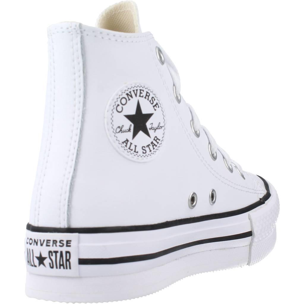Ténis Converse Modelo Chuck Taylor All Star Lift Platform Leather Cor Branco 3/5