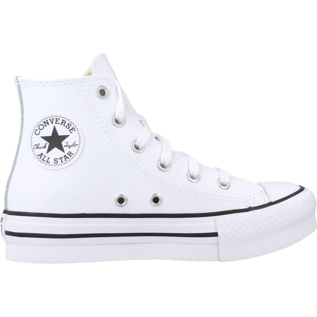 Ténis Converse Modelo Chuck Taylor All Star Lift Platform Leather Cor Branco 4/5