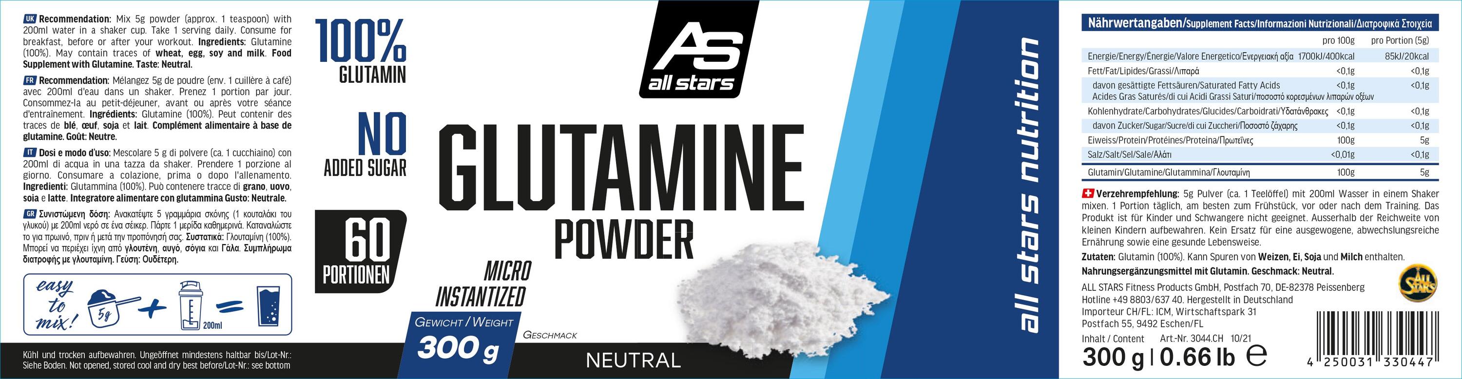 All Stars 100% L-Glutamine Pure 300g 3/5