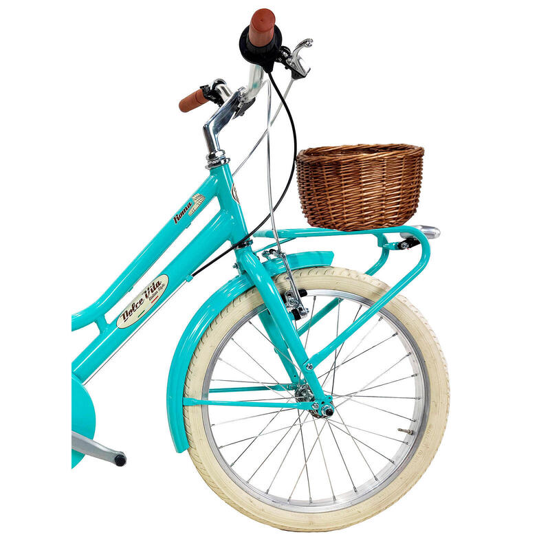 Bicicletă pentru fete Dolce Vita ROMA 20" 6 viteze cu coș - Turcoaz deschis