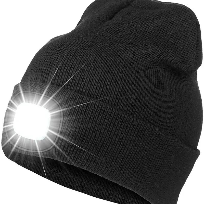unisex led beanie hat with usb rechargeable light