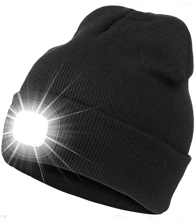 bonnet unisexe avec lumière led rechargeable usb 1/4