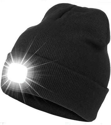 berretto unisex con luce led ricaricabile usb