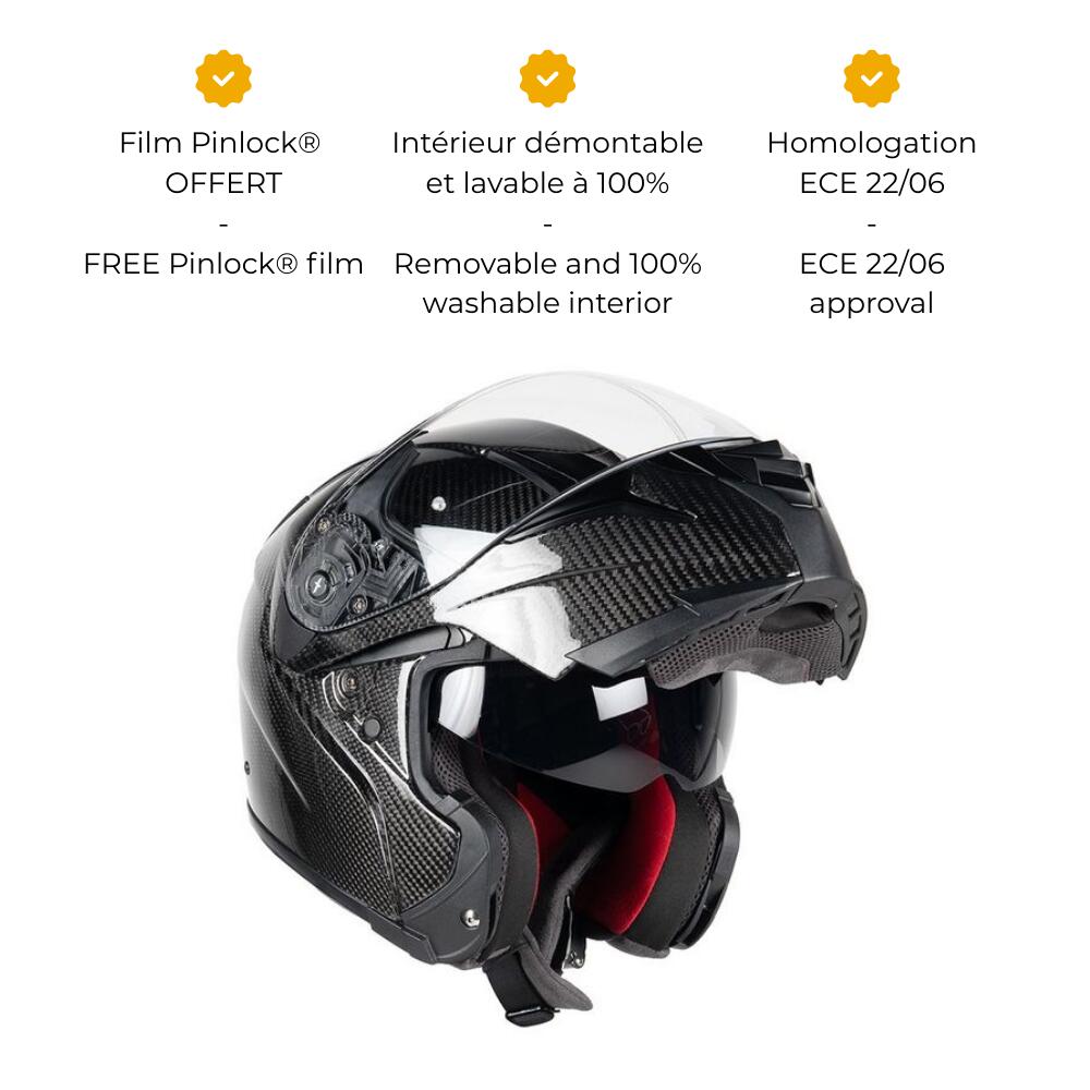 MOTOBLOUZ Casque Modulable ADRON CARBON EVO Black Glossy | ECE 22.06 3/7