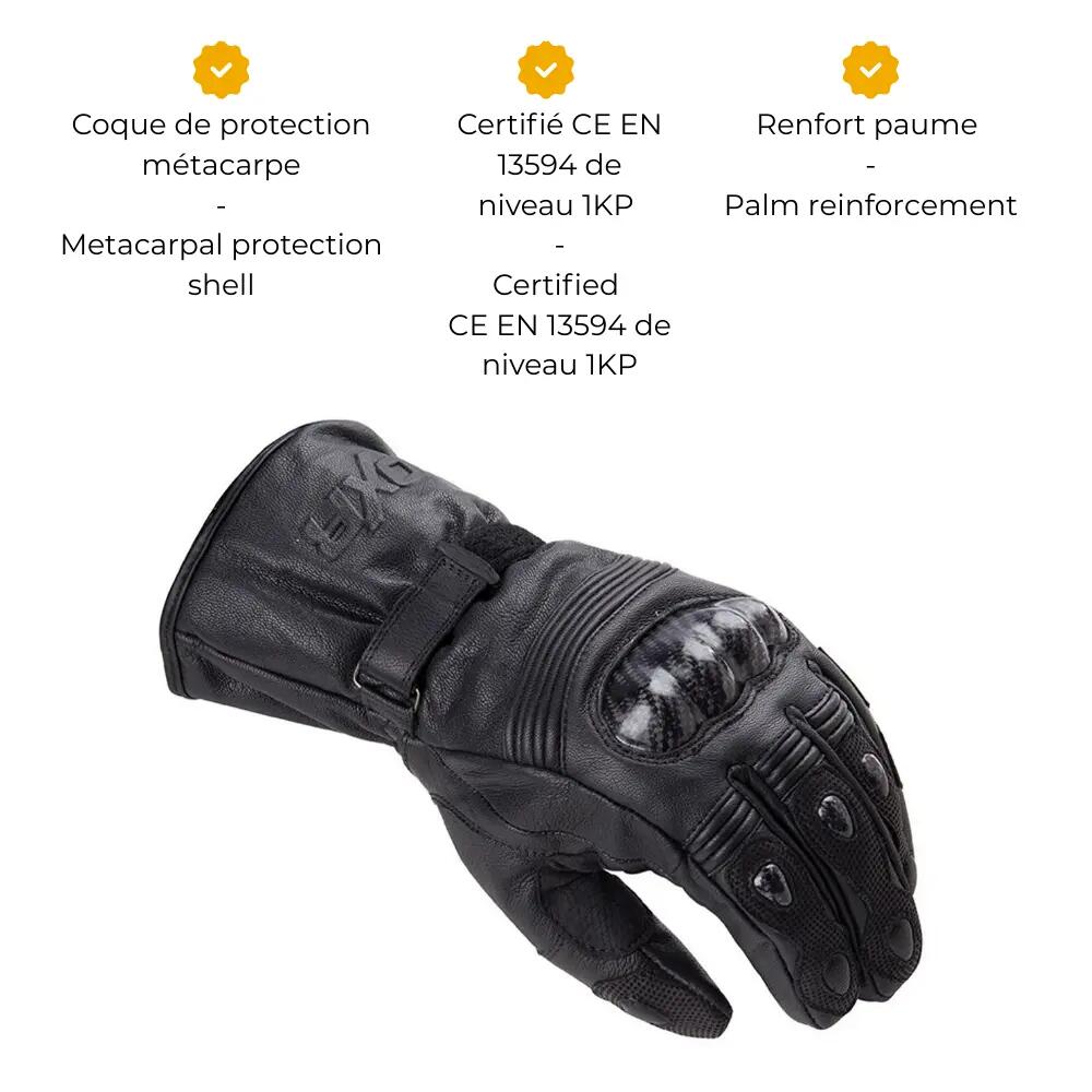 Gants moto homologués CE WINTER CARBON 5/7