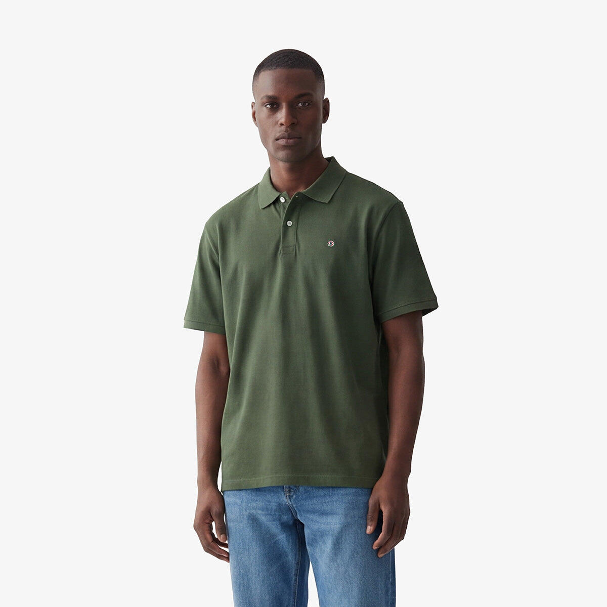 Polo a maniche corte in cotone piqué Lucas verde militare 2/6