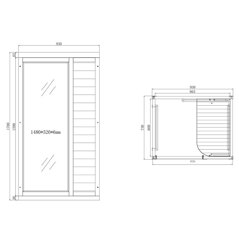 Sauna infrarouge BOREAL® NANO (1 PLACE) 93x73 5/7
