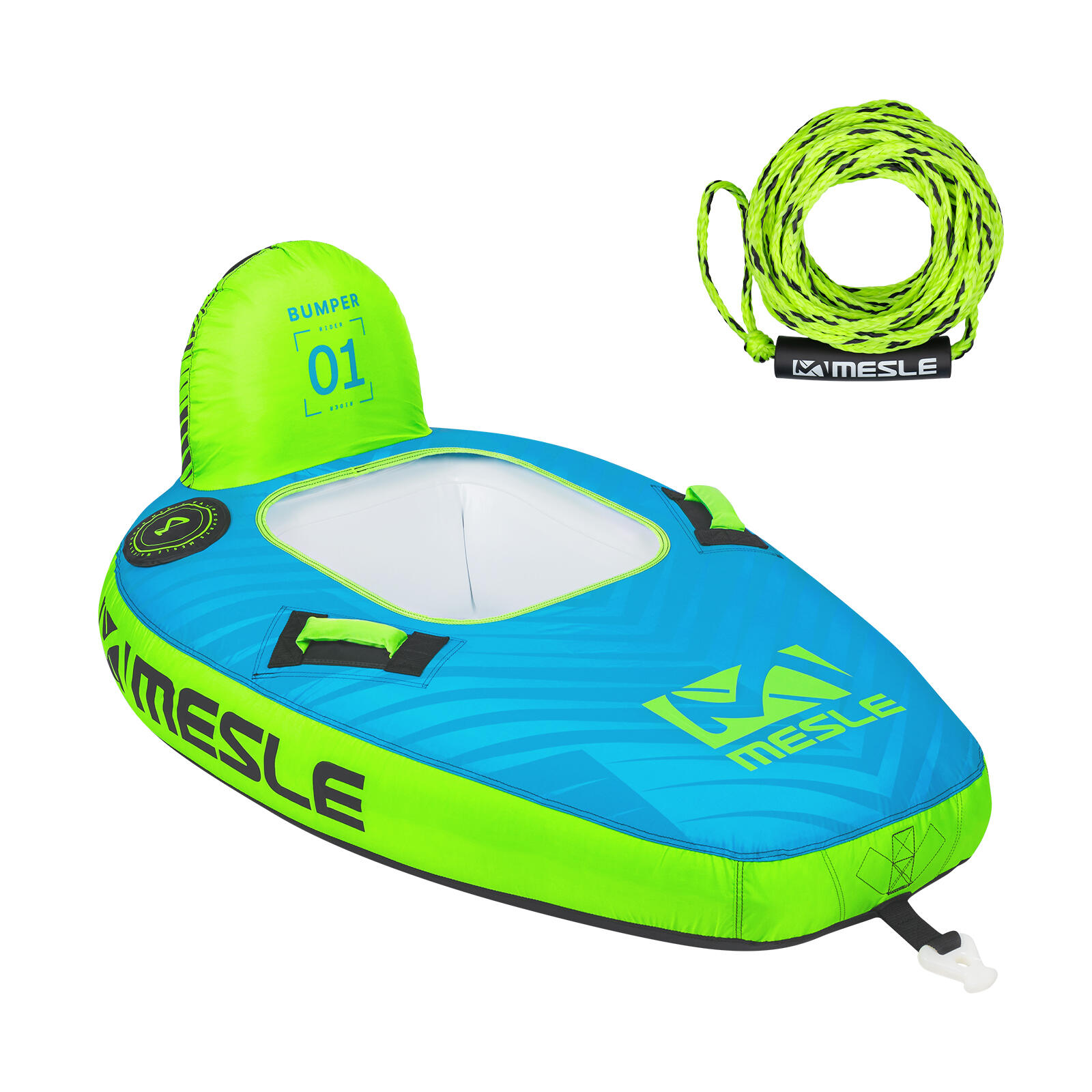 Bouée Tractable Bumper avec Corde 1 Place Gonflable Bateau & Jet Ski Nautique 1/6