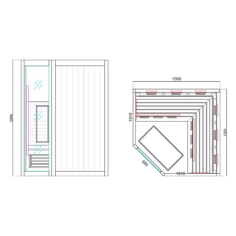 Sauna Infrarouge Boreal® 150C d'Angle à Spectre Complet 5/7