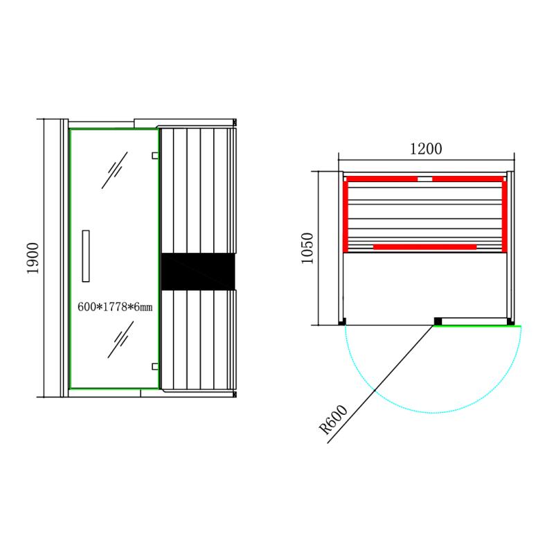 Sauna infrarouge BOREAL®CARBONE IR2 - 2 PLACES 120x100 5/7