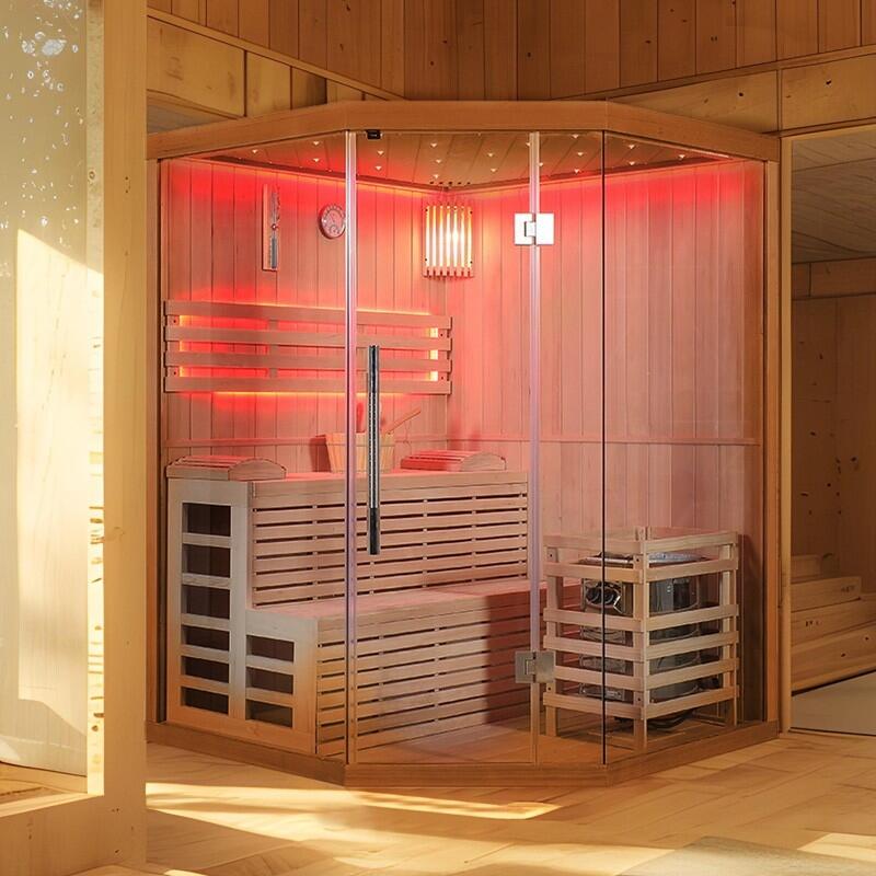 Sauna d'angle finlandais Nordica® Vapeur V34 - 3-4 places - 150 x 150 x H.200 2/7