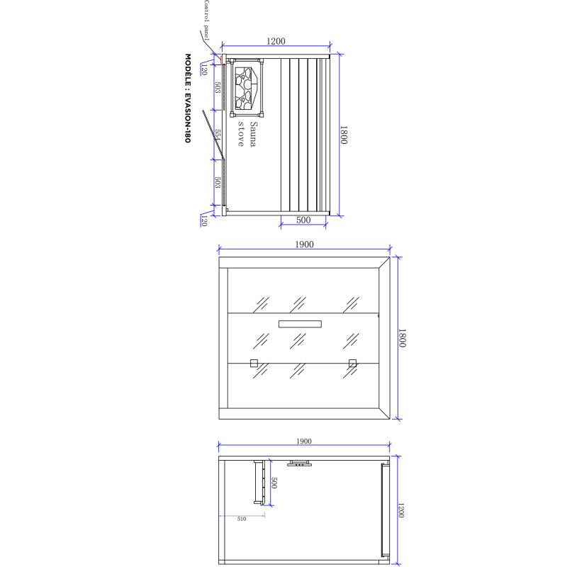 Sauna Boreal® Evasion 180 - sauna de luxe en cèdre rouge 3 à 4 personnes 5/7