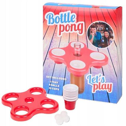 Gra Imprezowy Ping Pong Zestaw Tacka + 4X Piłeczki + 12X Kubki