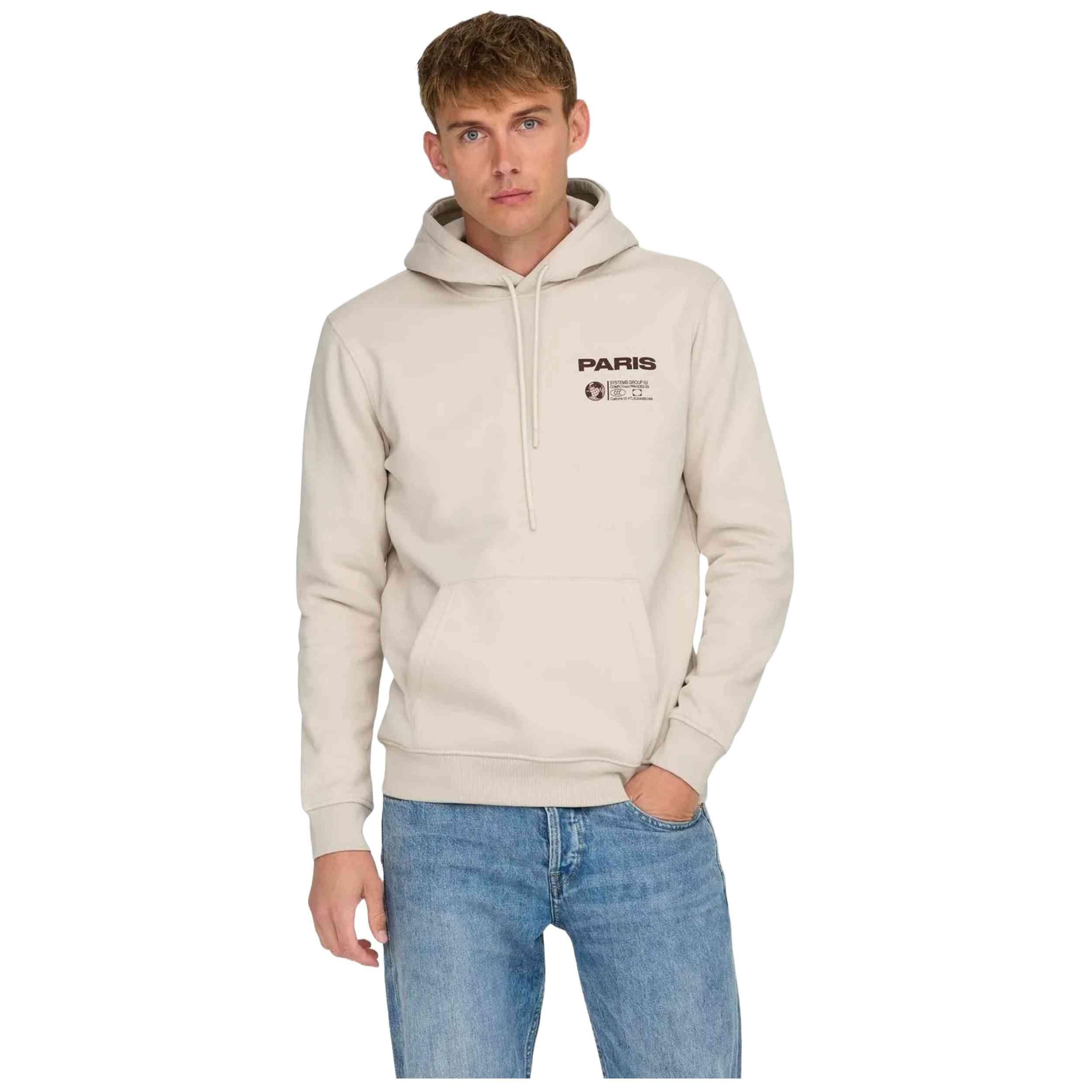 Felpa con cappuccio Only & sons modello 22032073-MOONBEAM per uomini 4/5