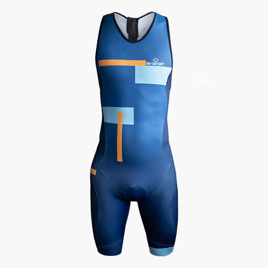 Combinaison triathlon sans manches 3X100 Bleu/Orange