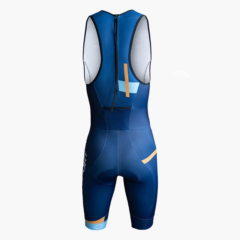 Combinaison triathlon sans manches 3X100 Bleu/Orange 2/3