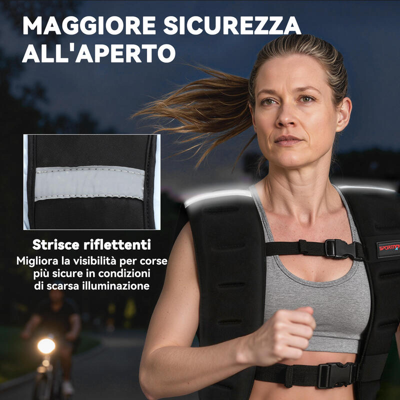 Vestă lestată SPORTNOW 8 kg cu bretele reglabile din neopren, neagră