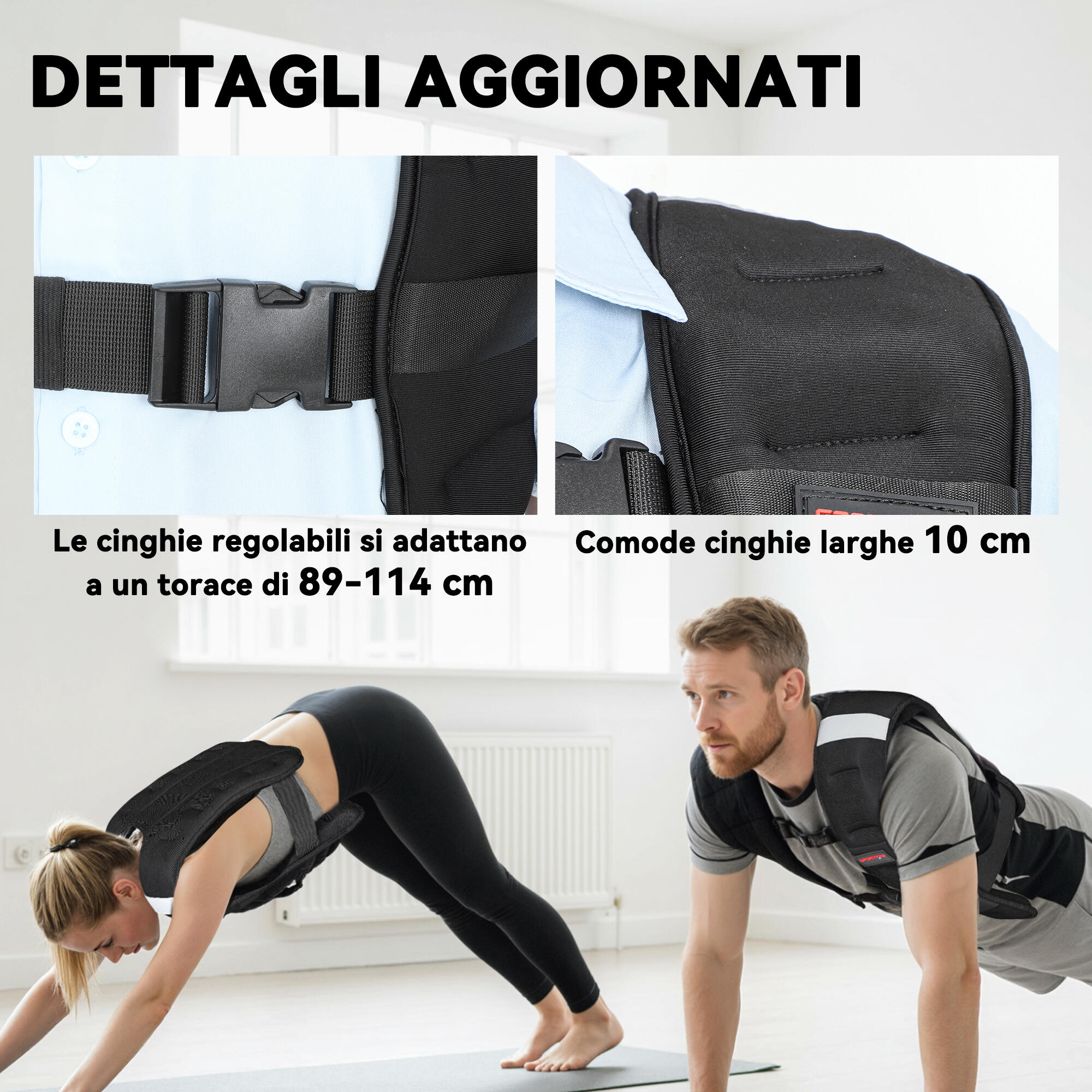 SPORTNOW Giubbotto Zavorrato 8 kg con Cinghie Regolabili in Neoprene Nero 5/7