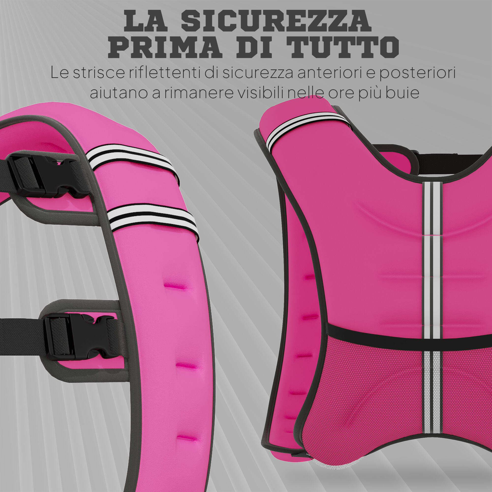 HOMCOM Giubbotto Zavorrato 8 kg Traspirante con Tasca Portaoggetti Rosa 7/7