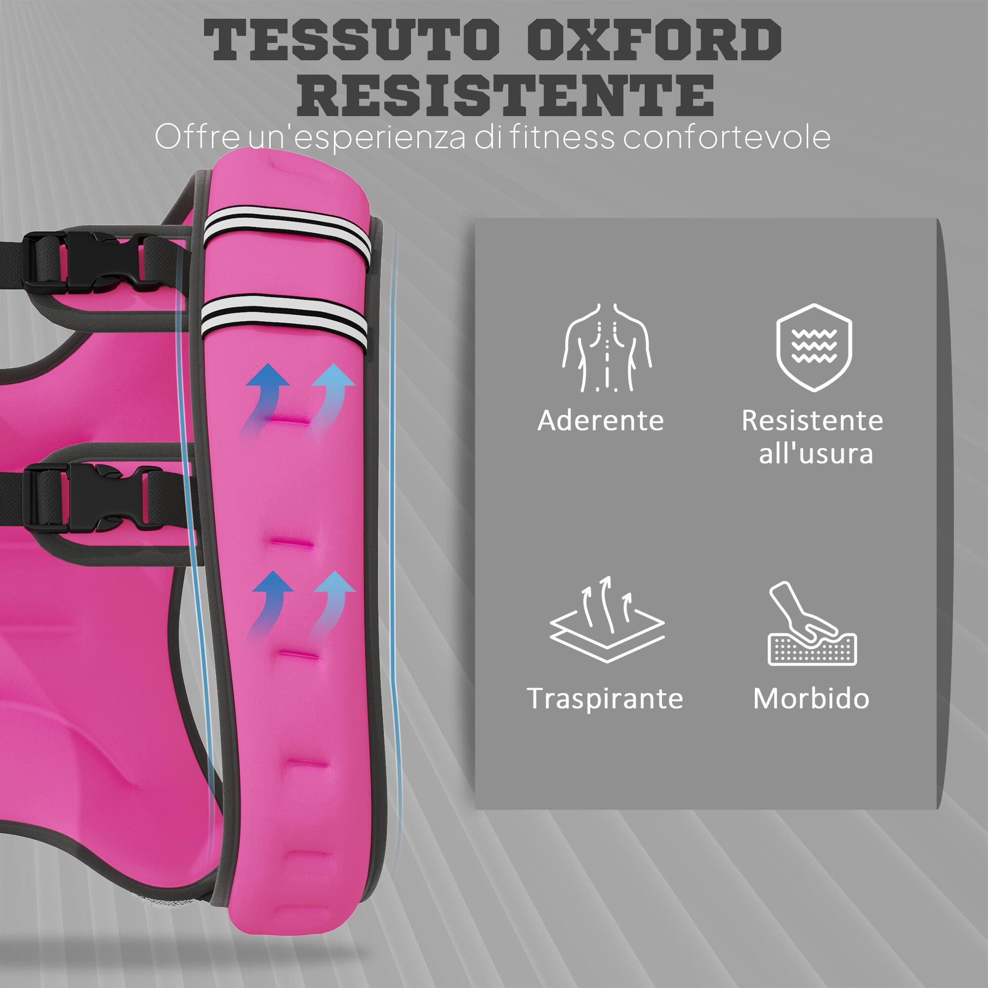 HOMCOM Giubbotto Zavorrato 8 kg Traspirante con Tasca Portaoggetti Rosa 4/7