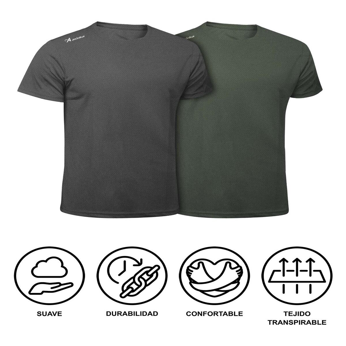 Pack de 2 T-shirts de corrida para homem Asioka RÍO JASPE. Respiráveis. 7/7
